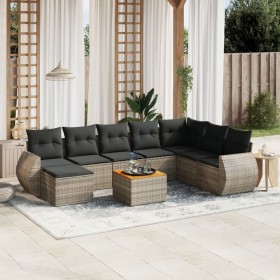 Gartenmöbel-Set 9-teilig mit grauen Polstern aus synthetischem Rattan von , Gartensets - Ref: Foro24-3225143, Preis: 534,61 €...