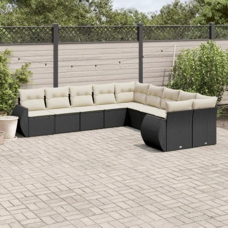 Set de sofás de jardín 10 pzas cojines ratán sintético negro by , Garden sets - Ref: Foro24-3254243, Price: 609,02 €, Discoun...