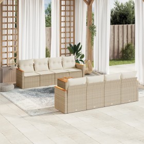 Gartensofa-Set, 9-teilig, mit Kissen, aus synthetischem Rattan in Beige. von , Gartensets - Ref: Foro24-3258222, Preis: 580,6...