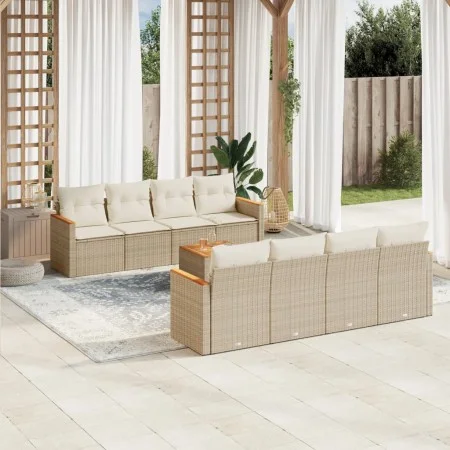 Set de sofás de jardín 9 pzas con cojines ratán sintético beige by , Garden sets - Ref: Foro24-3258222, Price: 622,57 €, Disc...