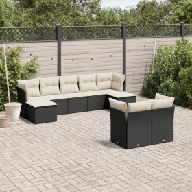 8-teiliges Gartensofa-Set und Kissen aus schwarzem Kunststoff-Rattan. von , Gartensets - Ref: Foro24-3218306, Preis: 481,81 €...