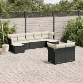 8-teiliges Gartensofa-Set und Kissen aus schwarzem Kunststoff-Rattan. von , Gartensets - Ref: Foro24-3218306, Preis: 525,39 €...
