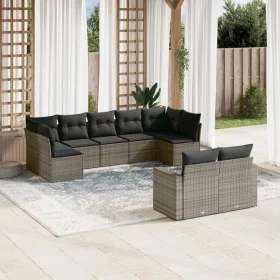 Set de muebles de jardín 9 pzas y cojines ratán sintético gris by , Garden sets - Ref: Foro24-3219410, Price: 533,55 €, Disco...