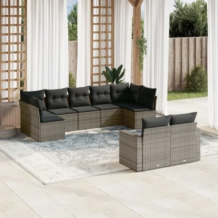 Gartenmöbel-Set 9-teilig mit grauen Polstern aus synthetischem Rattan von , Gartensets - Ref: Foro24-3219410, Preis: 533,55 €...