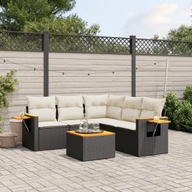 Set de sofás de jardín 6 piezas y cojines ratán sintético negro by , Garden sets - Ref: Foro24-3259207, Price: 369,27 €, Disc...
