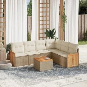 Set sofás de jardín 7 piezas y cojines ratán sintético beige by , Garden sets - Ref: Foro24-3227689, Price: 465,50 €, Discoun...