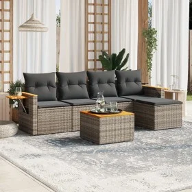 Gartenmöbel-Set, 6-teilig, mit grauen Polstern aus synthetischem Rattan. von , Gartensets - Ref: Foro24-3259169, Preis: 360,9...