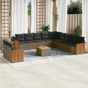 Set de sofás de jardín 12 pzas con cojines ratán sintético gris de , Conjuntos de jardín - Ref: Foro24-3227817, Precio: 771,7...