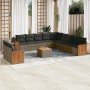 Set de sofás de jardín 12 pzas con cojines ratán sintético gris de , Conjuntos de jardín - Ref: Foro24-3227817, Precio: 757,5...