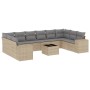 Gartensofa-Set 11-teilig mit beigen Polstern aus synthetischem Rattan von , Gartensets - Ref: Foro24-3223078, Preis: 691,41 €...