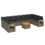 Set de sofás de jardín 11 pzas y cojines ratán sintético gris by , Garden sets - Ref: Foro24-3227173, Price: 646,14 €, Discou...
