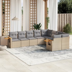 Gartensofa-Set, 9-teilig, mit Kissen, aus synthetischem Rattan in Beige. von , Gartensets - Ref: Foro24-3227144, Preis: 543,3...