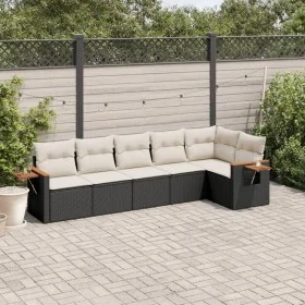 Set de sofás de jardín 6 piezas y cojines ratán sintético negro by , Garden sets - Ref: Foro24-3226826, Price: 386,17 €, Disc...