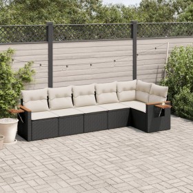Set de sofás de jardín 6 piezas y cojines ratán sintético negro by , Garden sets - Ref: Foro24-3226826, Price: 364,92 €, Disc...