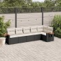 6-teiliges Gartensofa-Set und Kissen aus schwarzem Kunststoff-Rattan. von , Gartensets - Ref: Foro24-3226826, Preis: 364,92 €...