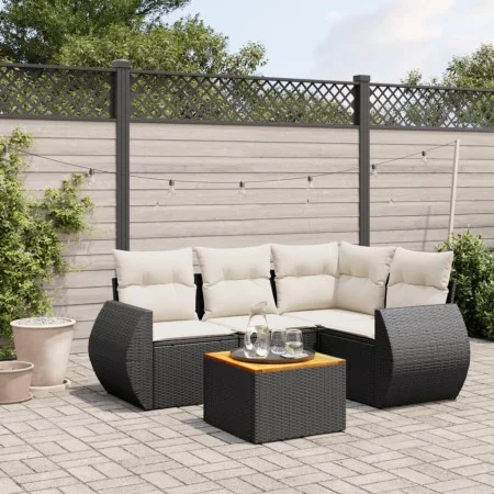 Gartenmöbel-Set, 5-teilig, mit schwarzen Polstern aus synthetischem Rattan. von , Gartensets - Ref: Foro24-3224985, Preis: 33...