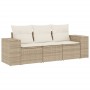 Gartensofagarnitur mit beigen Kissen, 3-teilig, aus PE-Rattan. von , Modulare Sofas für den Außenbereich - Ref: Foro24-322225...