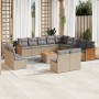 Set sofás de jardín 14 pzas con cojines ratán sintético beige by , Garden sets - Ref: Foro24-3260575, Price: 848,43 €, Discou...