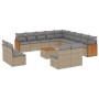 Set sofás de jardín 14 pzas con cojines ratán sintético beige by , Garden sets - Ref: Foro24-3260575, Price: 848,43 €, Discou...