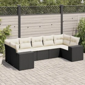 Garten-Essgruppe 7-teilig mit schwarzen Polstern aus synthetischem Rattan von , Gartensets - Ref: Foro24-3222985, Preis: 468,...