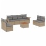 Gartensofa-Set, 9-teilig, mit Kissen, aus synthetischem Rattan in Beige. von , Modulare Sofas für den Außenbereich - Ref: For...