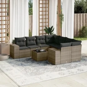 Gartenmöbel-Set 9-teilig mit grauen Polstern aus synthetischem Rattan von , Modulare Sofas für den Außenbereich - Ref: Foro24...