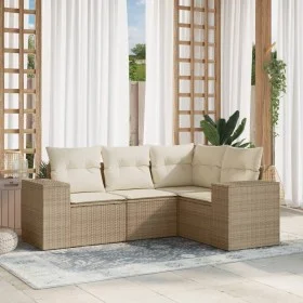 Juego de sofás jardín con cojines 4 pzas ratán sintético beige by , Modular outdoor sofas - Ref: Foro24-3222507, Price: 338,8...