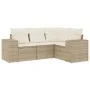 Juego de sofás jardín con cojines 4 pzas ratán sintético beige by , Modular outdoor sofas - Ref: Foro24-3222507, Price: 338,8...