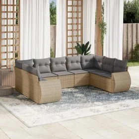 Gartensofa-Set, 9-teilig, mit Kissen, aus synthetischem Rattan in Beige. von , Modulare Sofas für den Außenbereich - Ref: For...