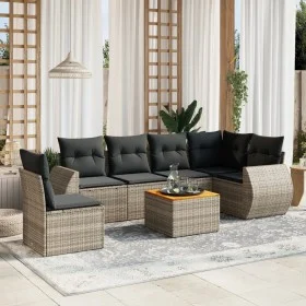 Set de sofás de jardín 7 piezas con cojines ratán PE gris by , Garden sets - Ref: Foro24-3225031, Price: 441,96 €, Discount: %