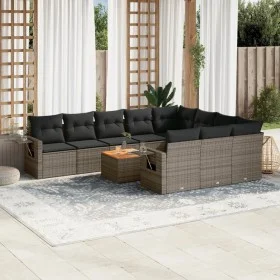Set de sofás de jardín 11 pzas y cojines ratán sintético gris by , Modular outdoor sofas - Ref: Foro24-3224744, Price: 634,45...