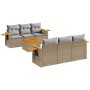 Set sofás de jardín 7 piezas y cojines ratán sintético beige by , Garden sets - Ref: Foro24-3226633, Price: 454,28 €, Discoun...