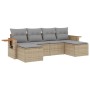 Gartensofa-Set mit 6-teiligen Kissen aus synthetischem Rattan in Beige. von , Gartensets - Ref: Foro24-3227060, Preis: 346,17...
