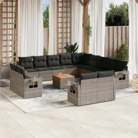 Gartensofa-Set, 14-teilig, mit grauen Polstern aus synthetischem Rattan von , Modulare Sofas für den Außenbereich - Ref: Foro...