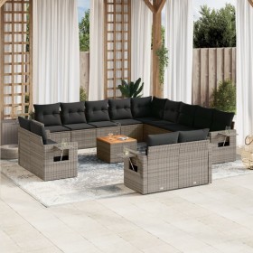 Set de sofás de jardín 14 pzas con cojines ratán sintético gris by , Modular outdoor sofas - Ref: Foro24-3224842, Price: 915,...