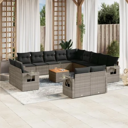 Gartensofa-Set, 14-teilig, mit grauen Polstern aus synthetischem Rattan von , Modulare Sofas für den Außenbereich - Ref: Foro...