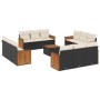 Set de sofás de jardín y cojines 13 pzas ratán sintético negro by , Garden sets - Ref: Foro24-3227519, Price: 816,22 €, Disco...