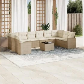 Gartensofa-Set 11-teilig mit beigen Polstern aus synthetischem Rattan von , Modulare Sofas für den Außenbereich - Ref: Foro24...