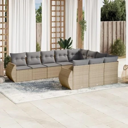 Gartensofa-Set mit 10-teiligen beigen Kissen aus synthetischem Rattan. von , Modulare Sofas für den Außenbereich - Ref: Foro2...