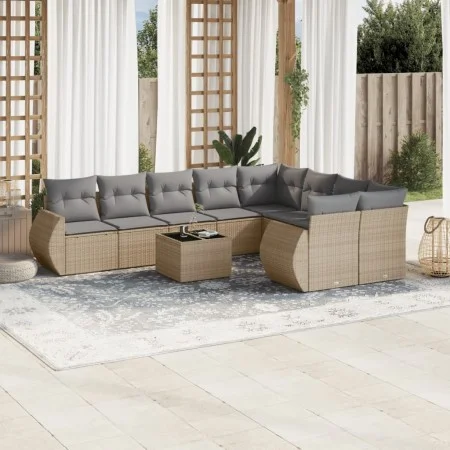 Gartensofa-Set mit 10-teiligen beigen Kissen aus synthetischem Rattan. von , Modulare Sofas für den Außenbereich - Ref: Foro2...