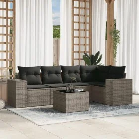 Gartenmöbel-Set, 6-teilig, mit grauen Polstern aus synthetischem Rattan. von , Modulare Sofas für den Außenbereich - Ref: For...