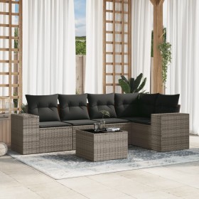 Gartenmöbel-Set, 6-teilig, mit grauen Polstern aus synthetischem Rattan. von , Modulare Sofas für den Außenbereich - Ref: For...