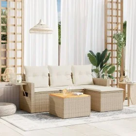Juego de sofás jardín con cojines 5 pzas ratán sintético beige by , Modular outdoor sofas - Ref: Foro24-3224532, Price: 324,2...