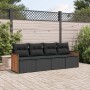 Juego de sofás jardín 4 pzas con cojines ratán sintético negro by , Garden sets - Ref: Foro24-3227448, Price: 252,99 €, Disco...