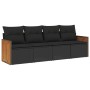 Juego de sofás jardín 4 pzas con cojines ratán sintético negro by , Garden sets - Ref: Foro24-3227448, Price: 252,99 €, Disco...