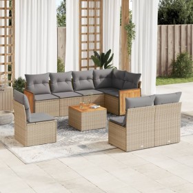 Gartensofa-Set, 9-teilig, mit Kissen, aus synthetischem Rattan in Beige. von , Gartensets - Ref: Foro24-3227732, Preis: 525,2...