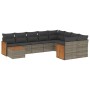 Set de sofás de jardín 10 pzas con cojines ratán sintético gris by , Garden sets - Ref: Foro24-3227999, Price: 581,93 €, Disc...