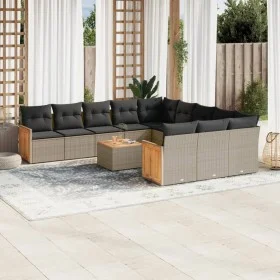 Set de sofás de jardín 12 pzas con cojines ratán sintético gris by , Garden sets - Ref: Foro24-3228118, Price: 692,36 €, Disc...