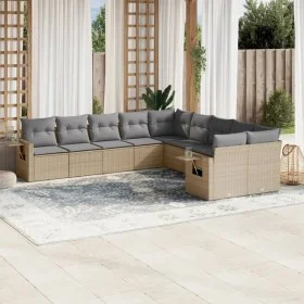 Gartensofa-Set mit 10-teiligen beigen Kissen aus synthetischem Rattan. von , Gartensets - Ref: Foro24-3253046, Preis: 639,65 ...