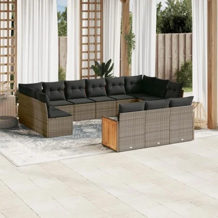 Gartensofa-Set und Kissen 13-teilig aus grauem Kunst-Rattan von , Gartensets - Ref: Foro24-3228139, Preis: 809,94 €, Rabatt: %